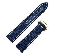 CEKGDB For Omega Strap 300 AT150 Fabric Leather AQUA TERRA 150 Watchband Deployment Buckle 20mm 22mm Nylon Canvas Watch Band(Blue Gold Buckle,20mm)