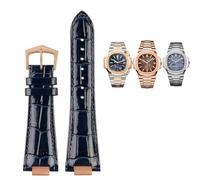 CEKGDB For Patek Philippe Nautilus 7118 5712 Genuine Leather Steel Connector 5711 5712G Watchband Notch 25x13mm Watch Bracelet Strap(Blue RG)