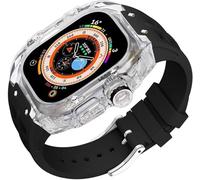CEKGDB For Series 8 Ultra 49MM Fluorine Rubber Watch Band+Mod Kit Case Transparent Modification Kit，For Apple Watch Band Ultra 49mm Luxury Silicone Rubber Watch Band(Colour02)