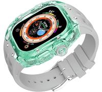 CEKGDB For Series 8 Ultra 49MM Fluorine Rubber Watch Band+Mod Kit Case Transparent Modification Kit，For Apple Watch Band Ultra 49mm Luxury Silicone Rubber Watch Band(Colour19)