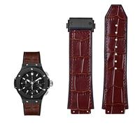 CEKGDB Genuine Leather Watch Band For Hublot Big Bang Series Cowhide Strap Men Wristband With Tools Accessories Black Brown 26 * 19mm (Color : Brown-black bucke, Size : 26mm-19mm)