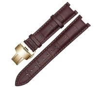 CEKGDB Gnuine leather watchband for GC wristband 22 * 13mm 20 * 11mm Notched strap with stainless steel butterfly buckle BAND(Brown gold,22-13mm)