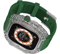 CEKGDB Hard PC Shockproof Watch Cover Silicone Strap，For Apple Watch Ultra 49mm 45mm 44mm, Transparent Case Replacement Sport Bands Mod Kit，For Iwatch Series 8/7/6/5/4/SE upgrade(C,For 49mm)