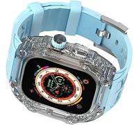 CEKGDB Hard PC Shockproof Watch Cover Silicone Strap，For Apple Watch Ultra 49mm 45mm 44mm, Transparent Case Replacement Sport Bands Mod Kit，For Iwatch Series 8/7/6/5/4/SE upgrade(B,For 45mm)