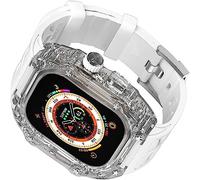 CEKGDB Hard PC Shockproof Watch Cover Silicone Strap，For Apple Watch Ultra 49mm 45mm 44mm, Transparent Case Replacement Sport Bands Mod Kit，For Iwatch Series 8/7/6/5/4/SE upgrade(H,For 45mm)