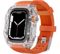CEKGDB Hard PC Transparent Watch Case Silicone Strap Kit，For Apple Watch Ultra 8 7 6 5 4 SE 44mm 45mm Series，Lightweight Shockproof Case Rubber Strap Replacement Accessories