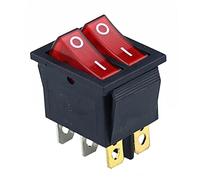CEKGDB KCD2 Double Boat Rocker Switch 6 Pin On-Off With Green Red Light 20A 125VAC (Color : Red)