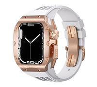 CEKGDB Luxury 44mm 45mm Watch Mod Kit，For Apple Watch Band Series 8 7 6 5 4 SE Titanium Alloy Titanium Watch Case Viton Strap，For iWatch Modification Kit(B,44mm)