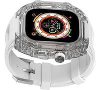 CEKGDB Luxury Crtstal Transparent Watch Case Rubber Bands，For Apple Watch Ultra 49mm 8/7/6/5/4/SE 45mm 44mm，Women Hard PC Bezels RM Style Watch Sport Wrist Band Accessories(J,For 45mm)