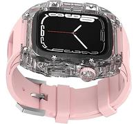 CEKGDB Luxury Crtstal Transparent Watch Case Rubber Bands，For Apple Watch Ultra 49mm 8/7/6/5/4/SE 45mm 44mm，Women Hard PC Bezels RM Style Watch Sport Wrist Band Accessories(H,For 49mm)