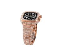 CEKGDB Luxury Diamond Stainless Steel Watch Strap，For Apple Watch 8 7 SE 6 5 4 45mm 44mm Series Band，Diamond-encrusted case metal integrated watch case+Watchband