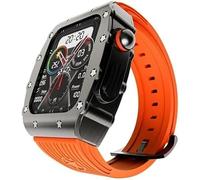 CEKGDB Luxury Men Zinc Alloy Watch Case Slicone Band，For Apple Watch 45mm 44mm Replacement Accessories，Rm Metal Bezel Modification Kit，For Iwatch Ultra 8/7/6/5/4/SE Series DIY