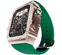 CEKGDB Luxury Men Zinc Alloy Watch Case Slicone Band，For Apple Watch 45mm 44mm Replacement Accessories，Rm Metal Bezel Modification Kit，For Iwatch Ultra 8/7/6/5/4/SE Series DIY