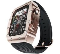 CEKGDB Luxury Men Zinc Alloy Watch Case Slicone Band，For Apple Watch 45mm 44mm Replacement Accessories，Rm Metal Bezel Modification Kit，For Iwatch Ultra 8/7/6/5/4/SE Series DIY