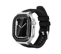 CEKGDB Luxury Stainless Steel Watch Case Silicone Strap Modification Kit Set，For Apple Watch 9 8 7 6 5 4 3 SE 44mm 40mm 41mm 45mm Series Watch Upgrade Replace Strap