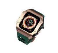CEKGDB Luxury Watch Case Fluorine Watch Band Mod Kit，For Apple Watch Ultra 8 49mm Upgrade Replace Fluororubber Strap Cover(Medium)