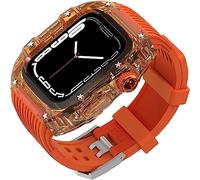 CEKGDB Men WomenTransparent Watch Case Stripes Silicone Band，For Apple Watch Series 8 7 6 5 4 SE 45mm 44mm，Hard PC Cover Case Watch Replacement Bands and Bezels Mod Kit(G,45mm)