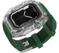 CEKGDB Men WomenTransparent Watch Case Stripes Silicone Band，For Apple Watch Series 8 7 6 5 4 SE 45mm 44mm，Hard PC Cover Case Watch Replacement Bands and Bezels Mod Kit(D,44mm)