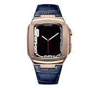CEKGDB Metal Watch Case Leather Strap，For Apple Watch Series SE 9 8 7 6 5 4 8 40mm 44mm Modification Kit Luxury Calfskin Band(A,40mm)