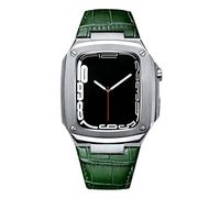 CEKGDB Metal Watch Case Leather Strap，For Apple Watch Series SE 9 8 7 6 5 4 8 40mm 44mm Modification Kit Luxury Calfskin Band(Q,40mm)