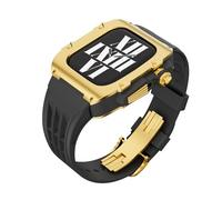 CEKGDB Modification Kit Alloy Case Rubber Band，For Apple Watch Band 9 8 7 45mm Upgrade Luxury Stainless Steel Men Case Strap，For IWatch Series 6 5 4 SE 44mm
