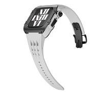 CEKGDB Modification Kit Alloy Case Rubber Band，For Apple Watch Band 9 8 7 45mm Upgrade Luxury Stainless Steel Men Case Strap，For IWatch Series 6 5 4 SE 44mm