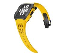 CEKGDB Modification Kit Alloy Case Rubber Band，For Apple Watch Band 9 8 7 45mm Upgrade Luxury Stainless Steel Men Case Strap，For IWatch Series 6 5 4 SE 44mm