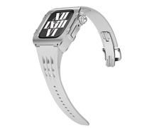 CEKGDB Modification Kit Alloy Case Rubber Band，For Apple Watch Band 9 8 7 45mm Upgrade Luxury Stainless Steel Men Case Strap，For IWatch Series 6 5 4 SE 44mm