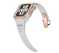 CEKGDB Modification Kit Alloy Case Rubber Band，For Apple Watch Band 9 8 7 45mm Upgrade Luxury Stainless Steel Men Case Strap，For IWatch Series 6 5 4 SE 44mm