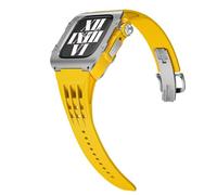 CEKGDB Modification Kit Alloy Case Rubber Band，For Apple Watch Band 9 8 7 45mm Upgrade Luxury Stainless Steel Men Case Strap，For IWatch Series 6 5 4 SE 44mm