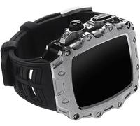 CEKGDB Modification Kit Zinc Alloy Watch Case And Silicone Watch Band，For Apple Watch S8 7 44mm 45mm，Rugged Stainless Steel Buckle Silica Gel Watch Strap，For IWatch 6 5 4 SE Wrist Bracelet