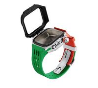 CEKGDB Premium Stainless Steel Case Mod Kit，For Apple Watch Series S10 46mm Watch，Butterfly Buckle Fluororubber Watch Case Strap Upgrade Replacement Parts, Style34, 46 mm