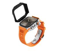 CEKGDB Premium Stainless Steel Case Mod Kit，For Apple Watch Series S10 46mm Watch，Butterfly Buckle Fluororubber Watch Case Strap Upgrade Replacement Parts, Style31, 46 mm