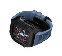 CEKGDB RM Style Stainless Steel Watch Case Silicone Band，For Apple Watch Ultra 8 7 6 5 4 SE Series，Sport Rubber Butterfly Buckle Refit Mod Kit，For Iwatch 49mm 45mm 44mm Series(D,44mm)