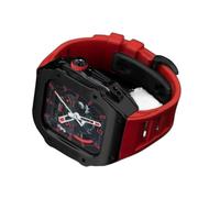 CEKGDB RM Style Stainless Steel Watch Case Silicone Band，For Apple Watch Ultra 8 7 6 5 4 SE Series，Sport Rubber Butterfly Buckle Refit Mod Kit，For Iwatch 49mm 45mm 44mm Series(N,44mm)