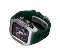 CEKGDB RM Style Stainless Steel Watch Case Silicone Band，For Apple Watch Ultra 8 7 6 5 4 SE Series，Sport Rubber Butterfly Buckle Refit Mod Kit，For Iwatch 49mm 45mm 44mm Series(I,45mm)