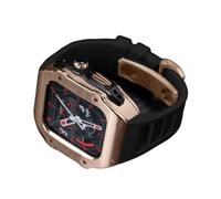 CEKGDB RM Style Stainless Steel Watch Case Silicone Band，For Apple Watch Ultra 8 7 6 5 4 SE Series，Sport Rubber Butterfly Buckle Refit Mod Kit，For Iwatch 49mm 45mm 44mm Series(A,45mm)