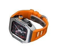 CEKGDB RM Style Stainless Steel Watch Case Silicone Band，For Apple Watch Ultra 8 7 6 5 4 SE Series，Sport Rubber Butterfly Buckle Refit Mod Kit，For Iwatch 49mm 45mm 44mm Series(L,45mm)