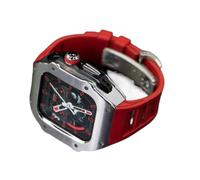 CEKGDB RM Style Stainless Steel Watch Case Silicone Band，For Apple Watch Ultra 8 7 6 5 4 SE Series，Sport Rubber Butterfly Buckle Refit Mod Kit，For Iwatch 49mm 45mm 44mm Series(O,44mm)