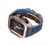 CEKGDB RM Style Stainless Steel Watch Case Silicone Band，For Apple Watch Ultra 8 7 6 5 4 SE Series，Sport Rubber Butterfly Buckle Refit Mod Kit，For Iwatch 49mm 45mm 44mm Series(F,44mm)