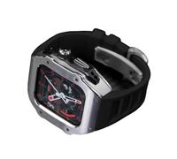 CEKGDB RM Style Stainless Steel Watch Case Silicone Band，For Apple Watch Ultra 8 7 6 5 4 SE Series，Sport Rubber Butterfly Buckle Refit Mod Kit，For Iwatch 49mm 45mm 44mm Series(C,45mm)
