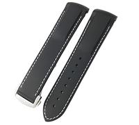 CEKGDB Rubber Silicone Watchband For Omega Seamaster GMT Diver 300 Speedmaster Hamilton 19mm 20mm 21mm 22mm Watch Strap(Black white,20mm Golden buckle)