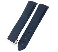 CEKGDB Rubber Silicone Watchband For Omega Seamaster GMT Diver 300 Speedmaster Hamilton 19mm 20mm 21mm 22mm Watch Strap(Blue,20mm Silver buckle)