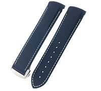 CEKGDB Rubber Silicone Watchband For Omega Seamaster GMT Diver 300 Speedmaster Hamilton 19mm 20mm 21mm 22mm Watch Strap, Blue white, 20mm Golden buckle