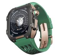 CEKGDB Rubber Watch Band Titanium Bezel Case，For Apple Watch 6/5/4/SE 44mm Series Watch Replacement Accessory，Titanium Alloy Case Silicone Watch Band Kit With DIY Tool(Green 4)
