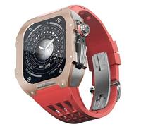 CEKGDB Rubber Watch Band Titanium Bezel Case，For Apple Watch 6/5/4/SE 44mm Series Watch Replacement Accessory，Titanium Alloy Case Silicone Watch Band Kit With DIY Tool(Red 8)
