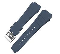 CEKGDB Rubber Watchband 20mm 25mm for Richard Spring Bar Silicone Mille Sport Watch Strap Soft Waterproof Wristband(Blue fold buckle)