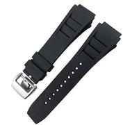 CEKGDB Rubber Watchband 20mm 25mm for Richard Spring Bar Silicone Mille Sport Watch Strap Soft Waterproof Wristband(Black fold buckle)