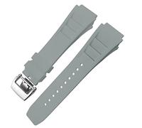 CEKGDB Rubber Watchband 20mm 25mm for Richard Spring Bar Silicone Mille Sport Watch Strap Soft Waterproof Wristband(Gray fold buckle)