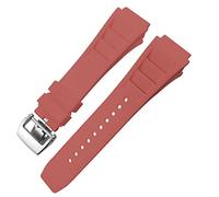 CEKGDB Rubber Watchband 20mm 25mm for Richard Spring Bar Silicone Mille Sport Watch Strap Soft Waterproof Wristband(Red fold buckle)